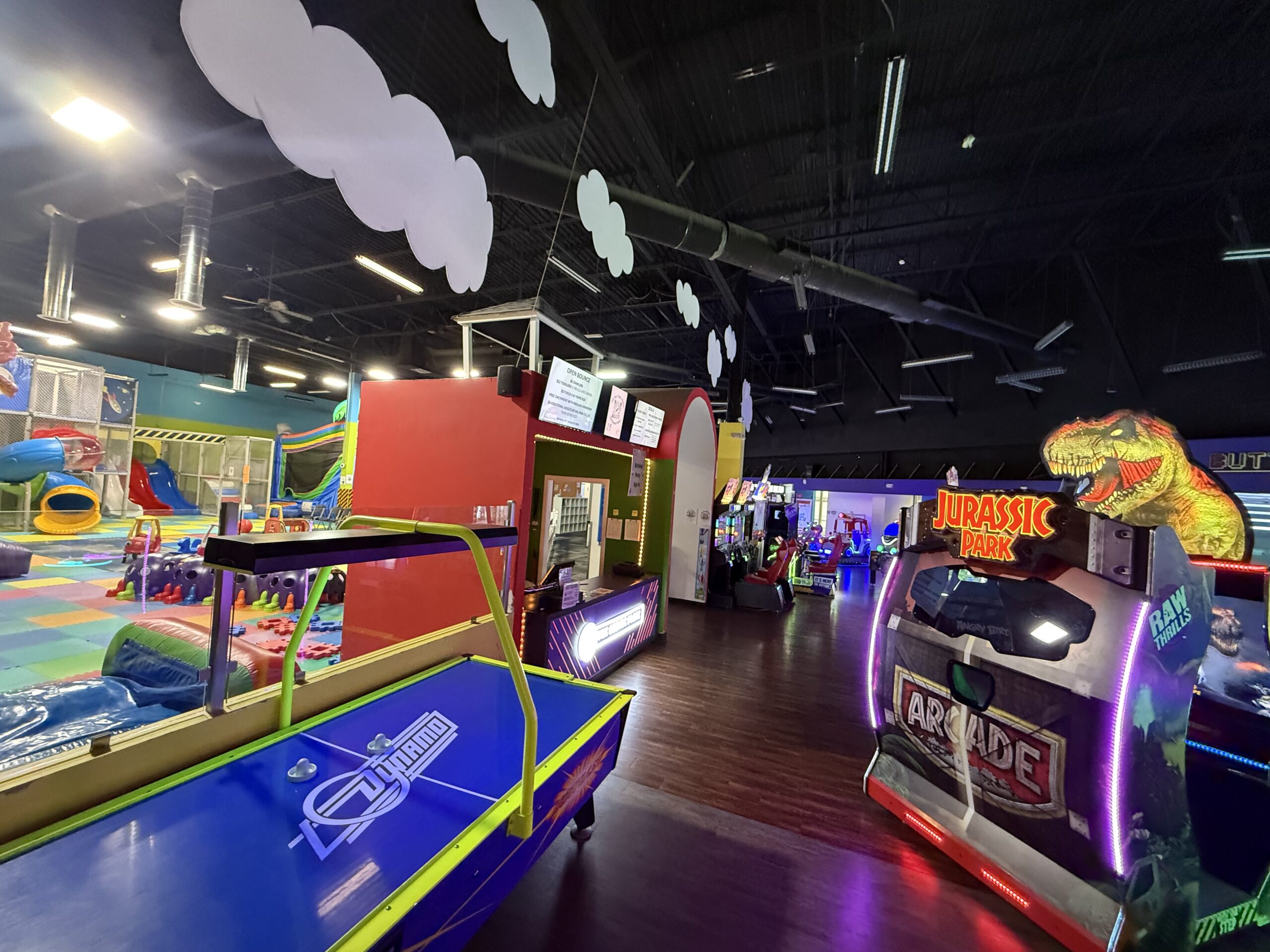 Air hockey and family arcade games at The Bounce Place in Lakewood